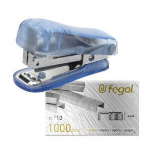 BLISTER 1 AGRAFADOR MINI FEGOL 513 + CAIXA AGRAFES Nº10 513-BLT