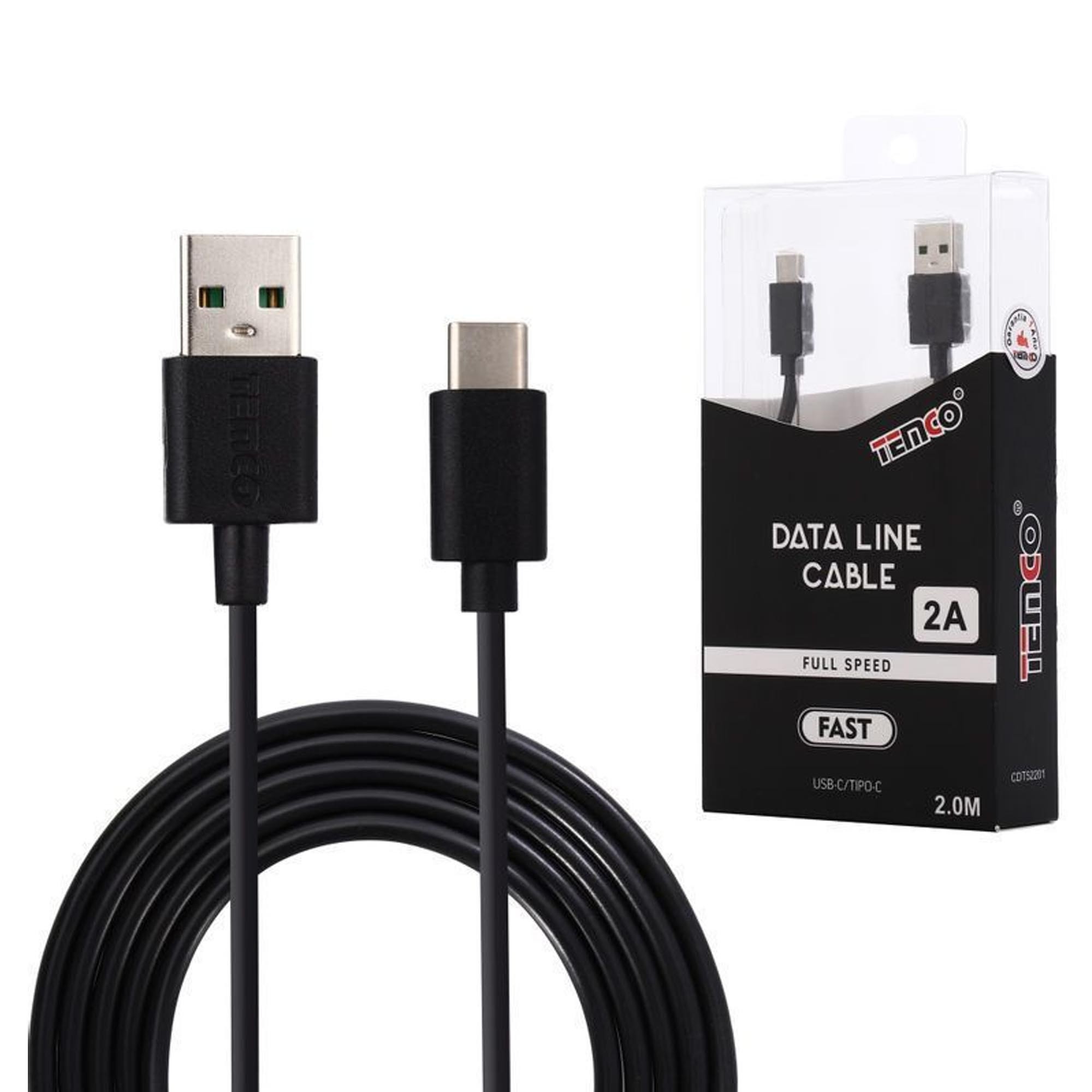 Cabo USB Tipo C 5V 2A 2M em preto