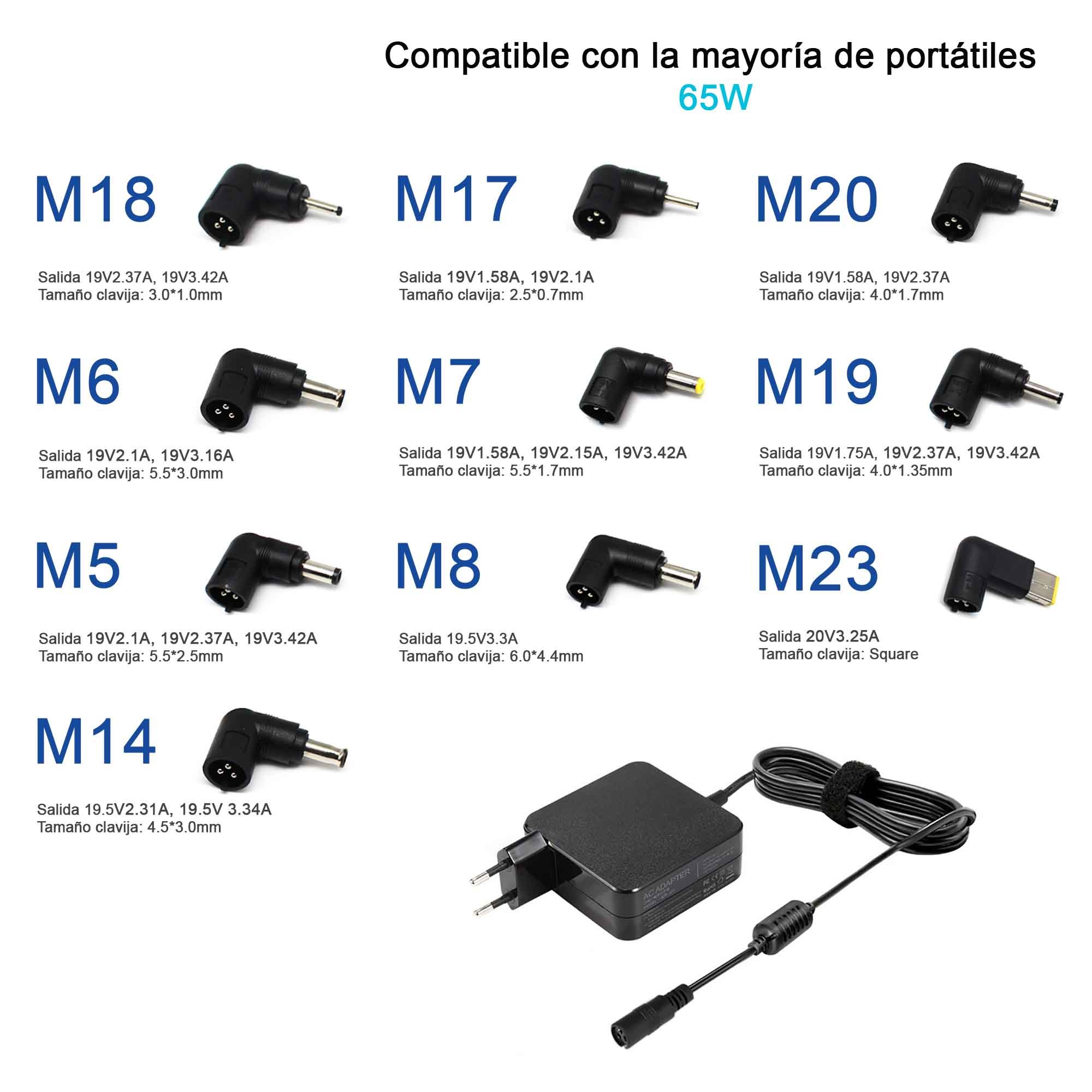 Carregador Universal para Portátil 15/20V 65W 9 Pontas - Image 2