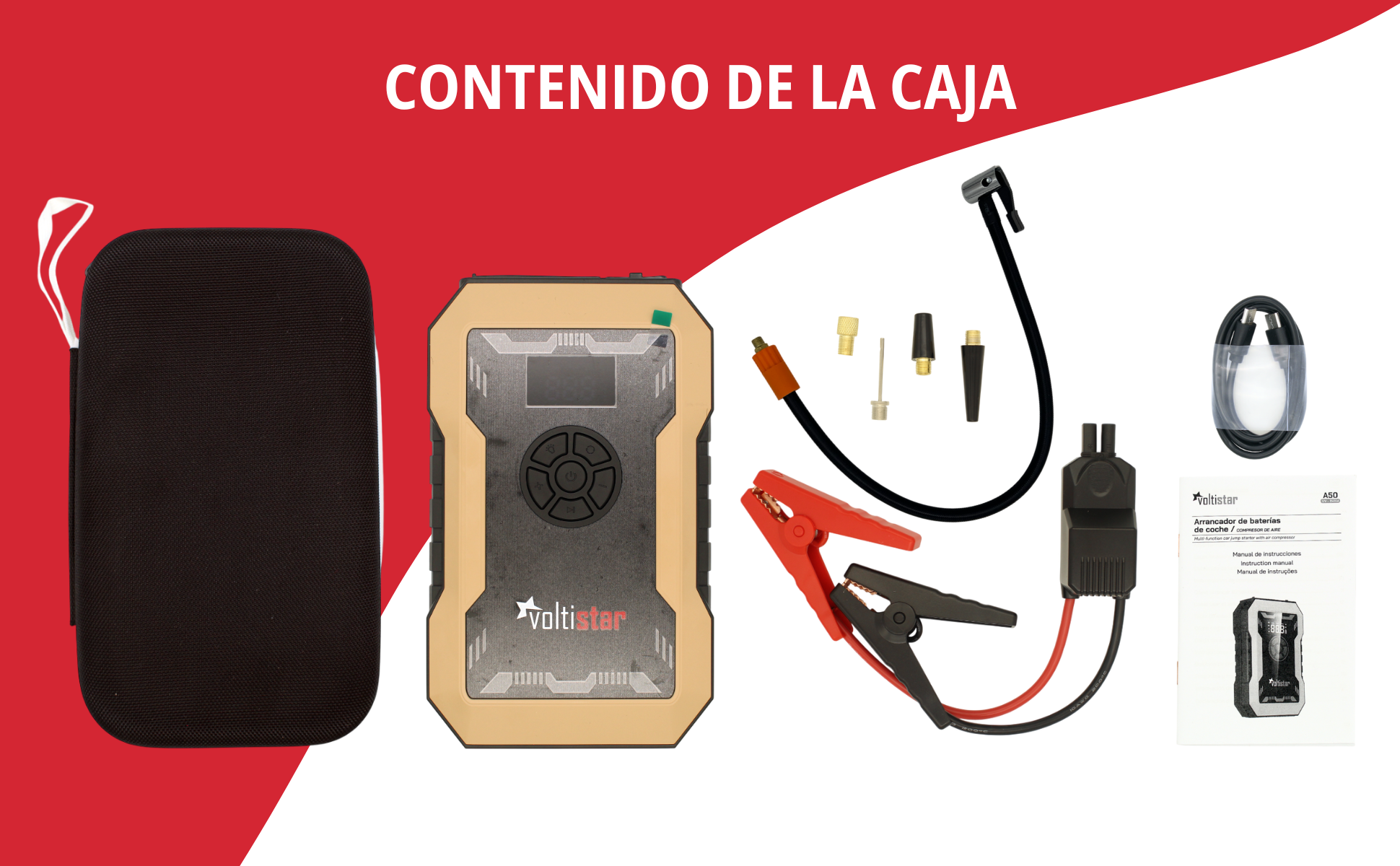 Compressor de ar inteligente de 10000mAh com bateria auxiliar para até 5L de gasolina e 3L de gasóleo - Image 8