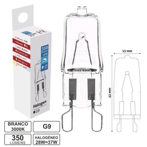 Lampada Halogéneo G9 220V 28W(=37W) 370Lm