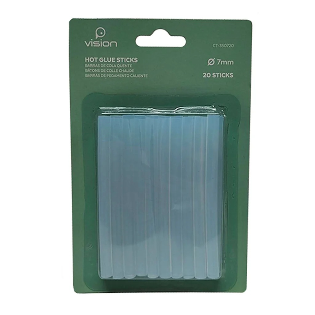 PACK 20 BARRAS COLA TERMOFUSÍVEL TRANSPARENTE 7MMX100MM VISION