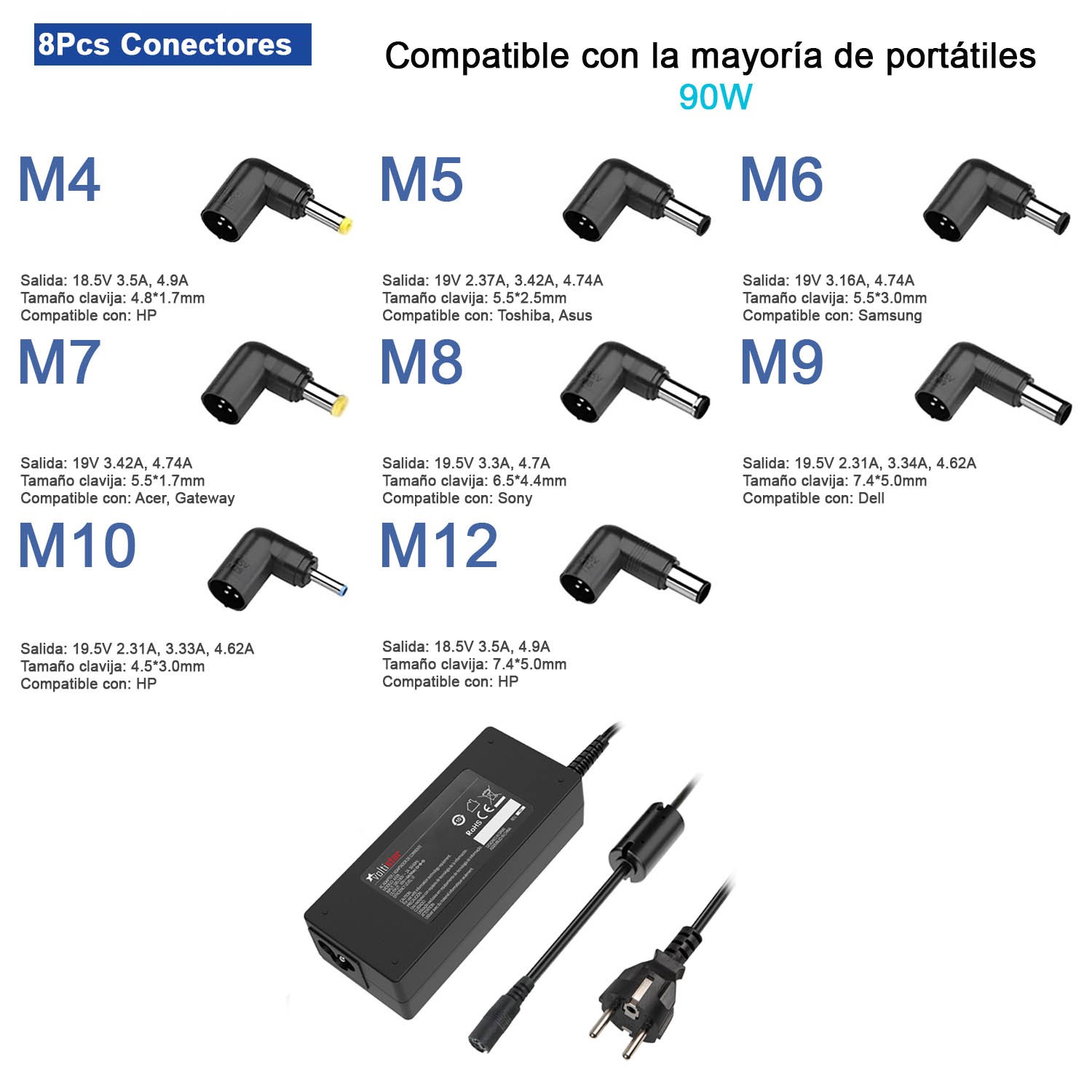 Carregador universal fino para portáteis 19-20V 90W - Image 2