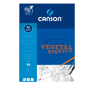 Papel Vegetal A3 55g Esquiço Canson Bloco 80Fls
