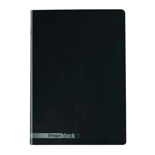 Caderno Agrafado Capa Preta A4 Fegol liso 80 Folhas